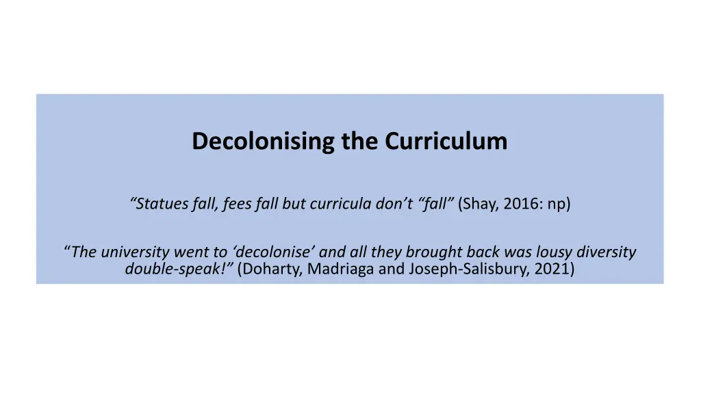 decolonising the curriculum