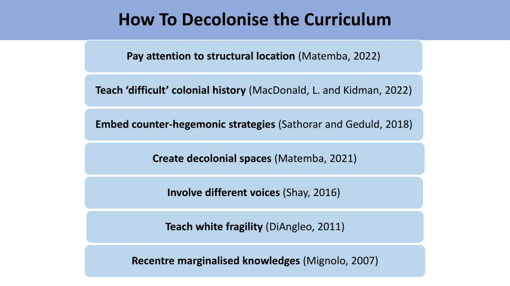 how to decolonise the curriculum