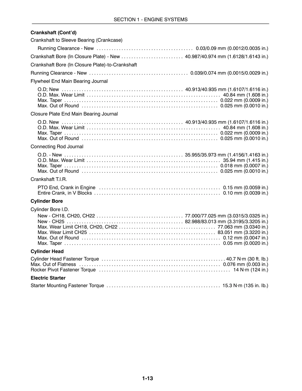 section 1 engine systems 12