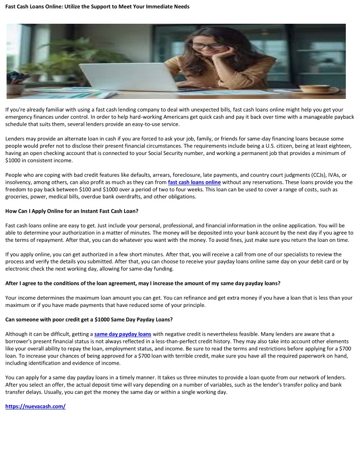 fast cash loans online utilize the support