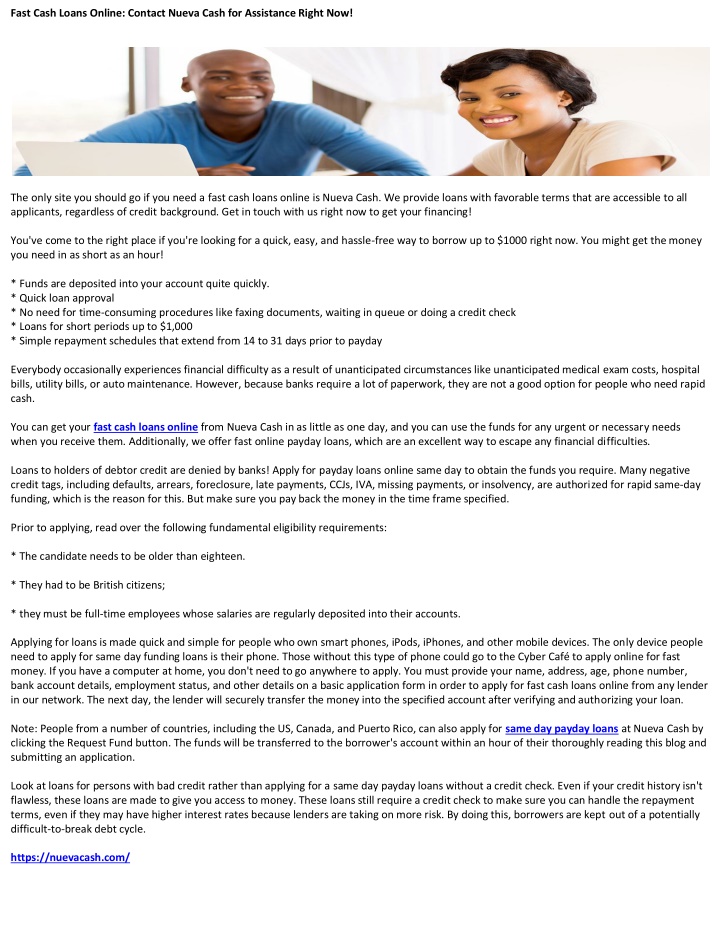 fast cash loans online contact nueva cash
