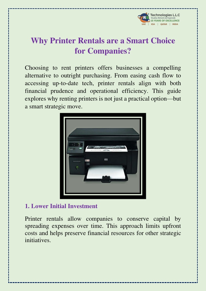 why printer rentals are a smart choice