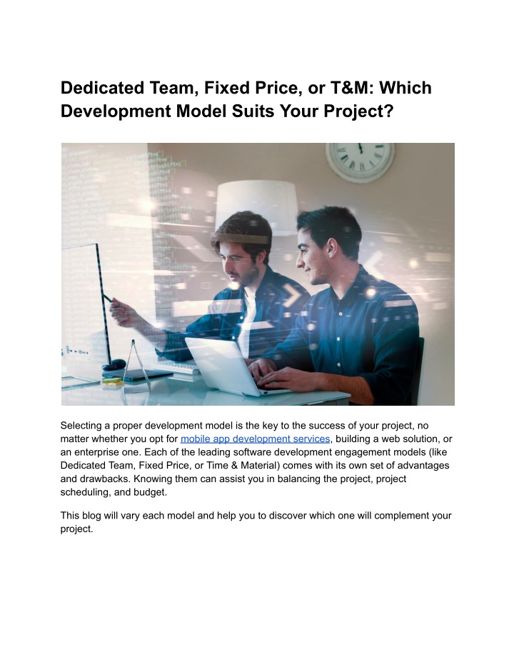 dedicated team fixed price or t m which