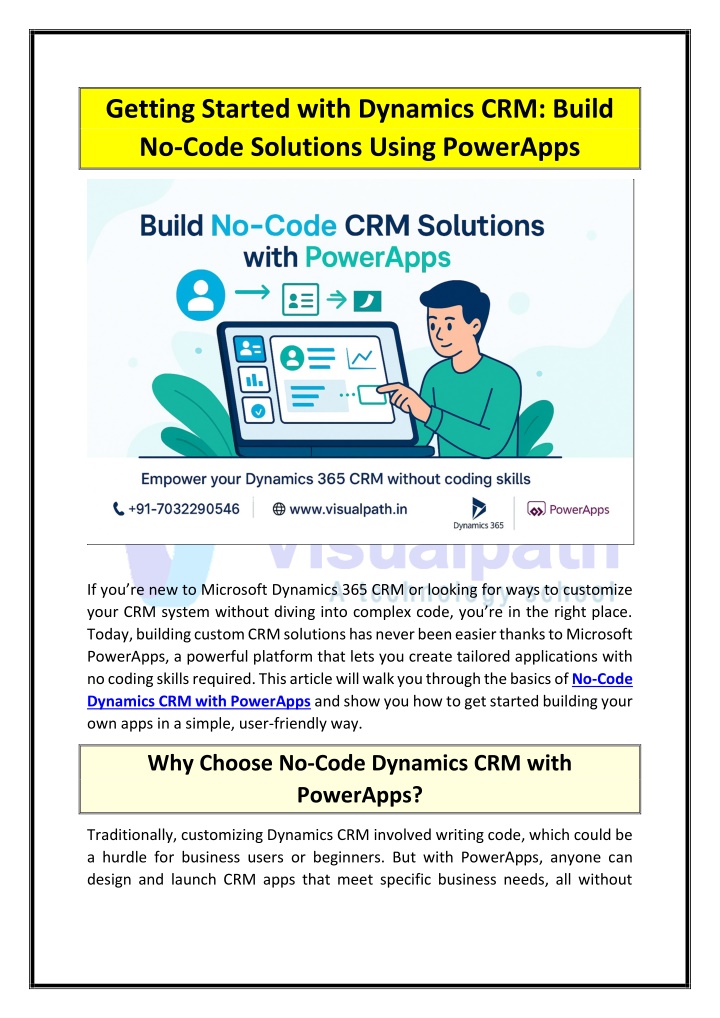 getting started with dynamics crm build no code