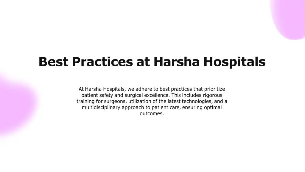 best practices at harsha hospitals