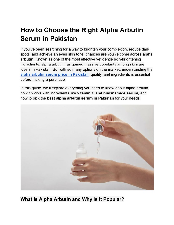how to choose the right alpha arbutin serum