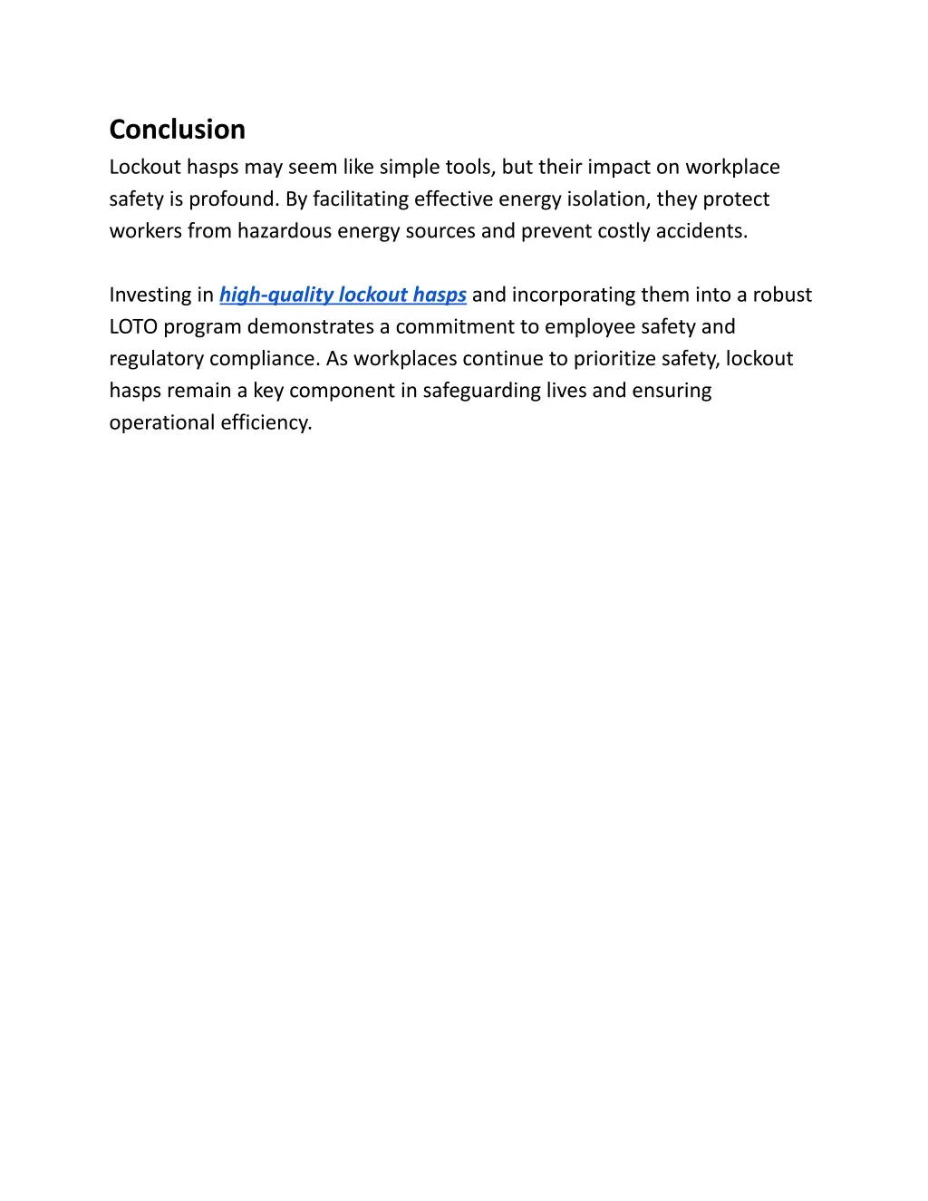 conclusion lockout hasps may seem like simple