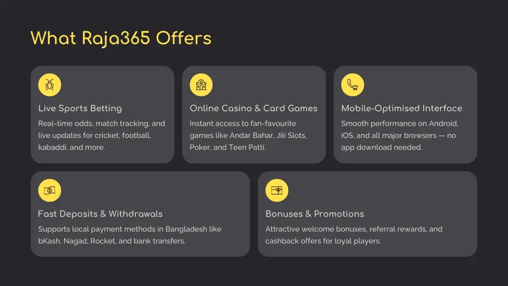 what raja365 offers