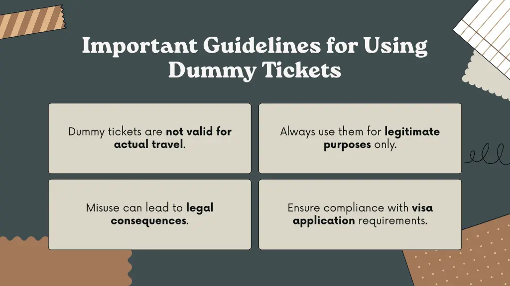 important guidelines for using dummy tickets