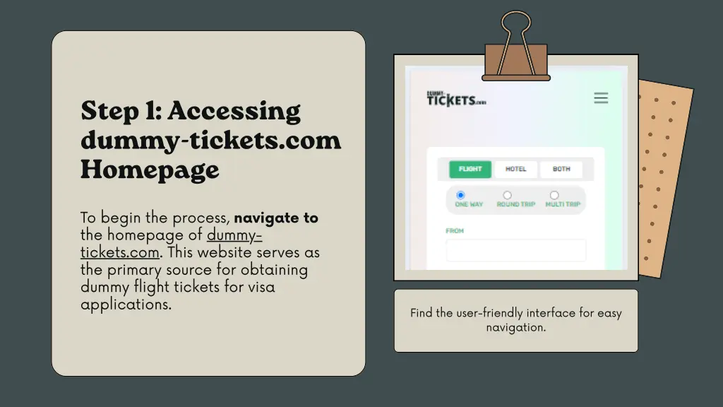step 1 accessing dummy tickets com homepage