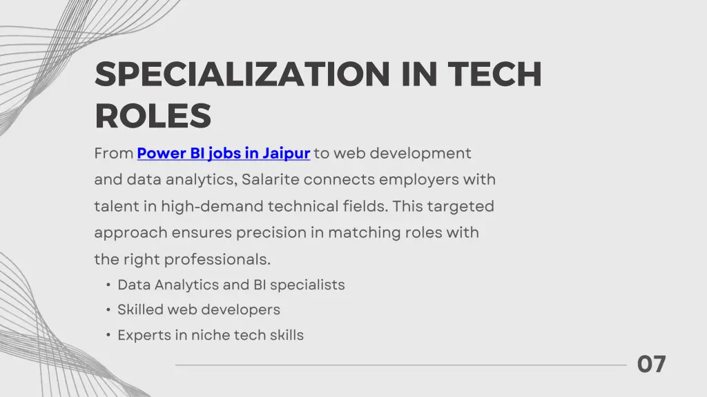 specialization in tech roles