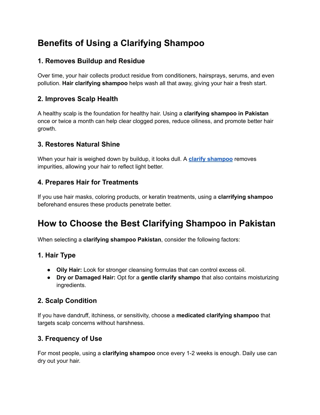 benefits of using a clarifying shampoo