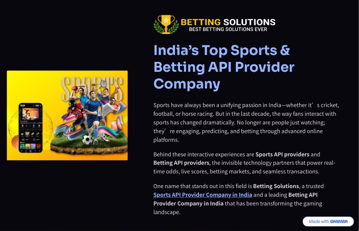 india9s top sports betting api provider company