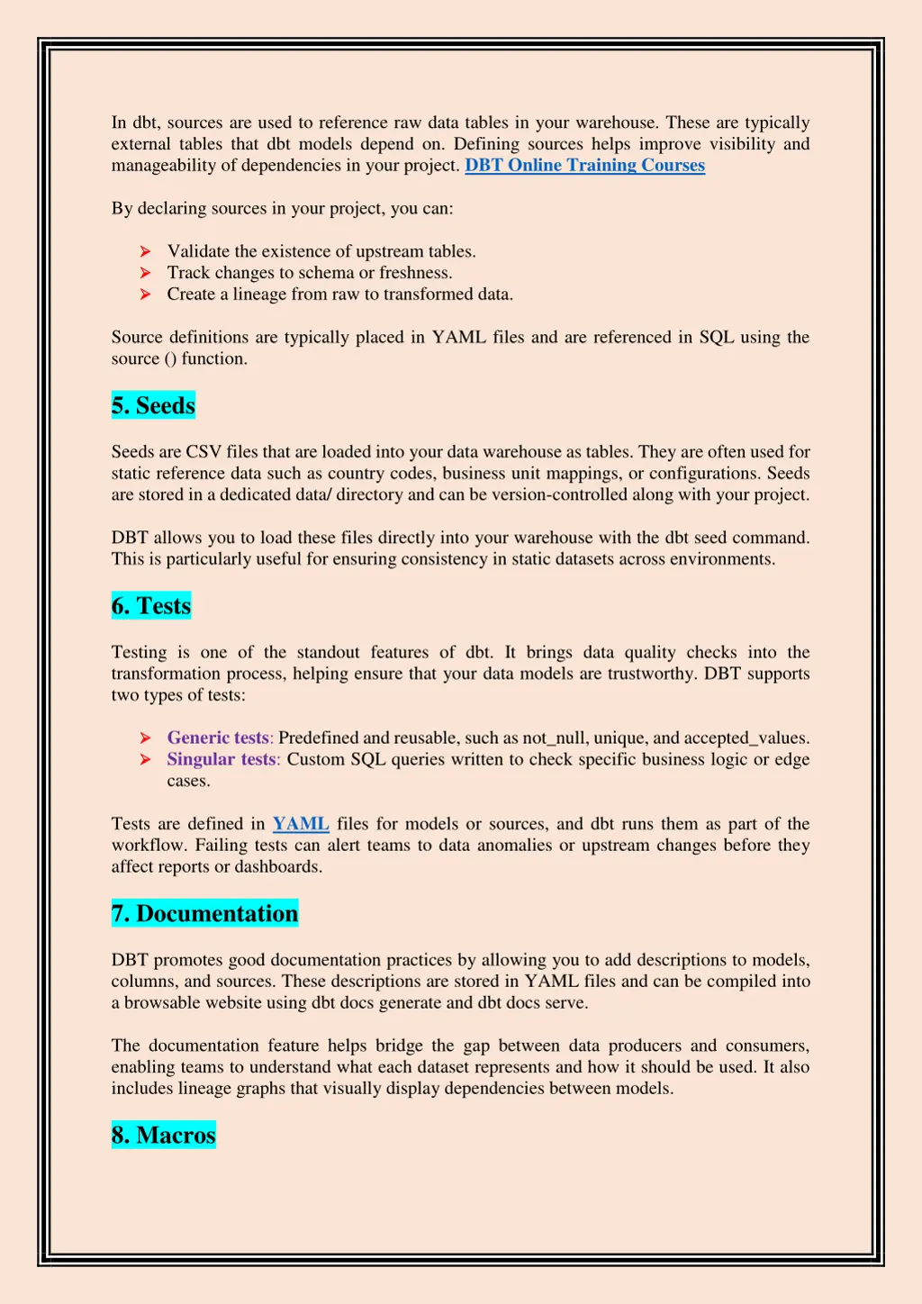 in dbt sources are used to reference raw data