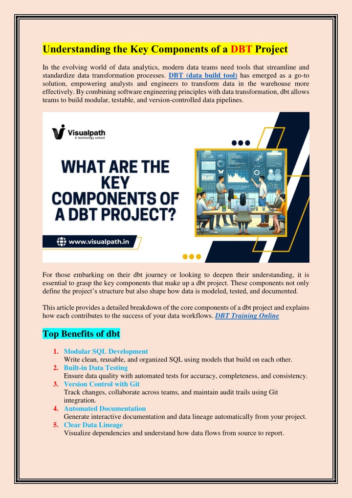 understanding the key components of a dbt project