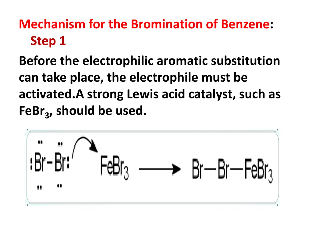 mechanism for the bromination of benzene step