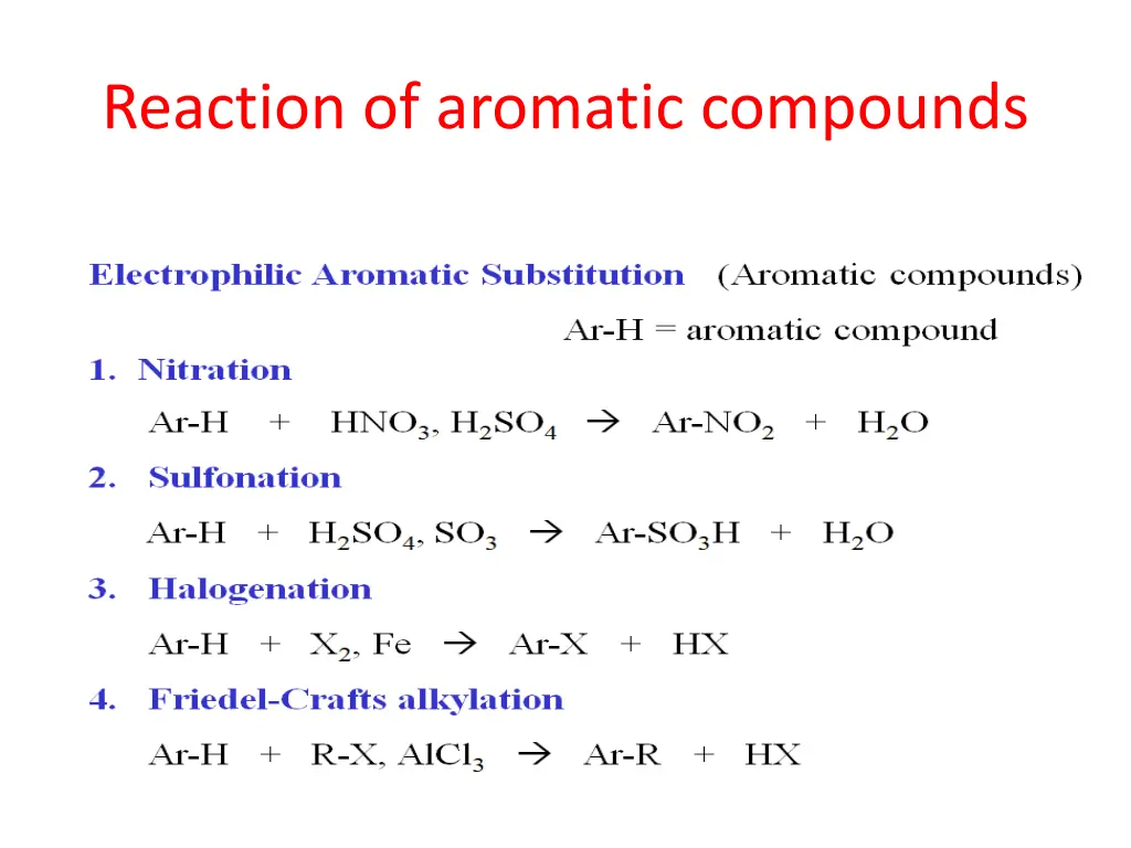 reaction of aromatic compounds