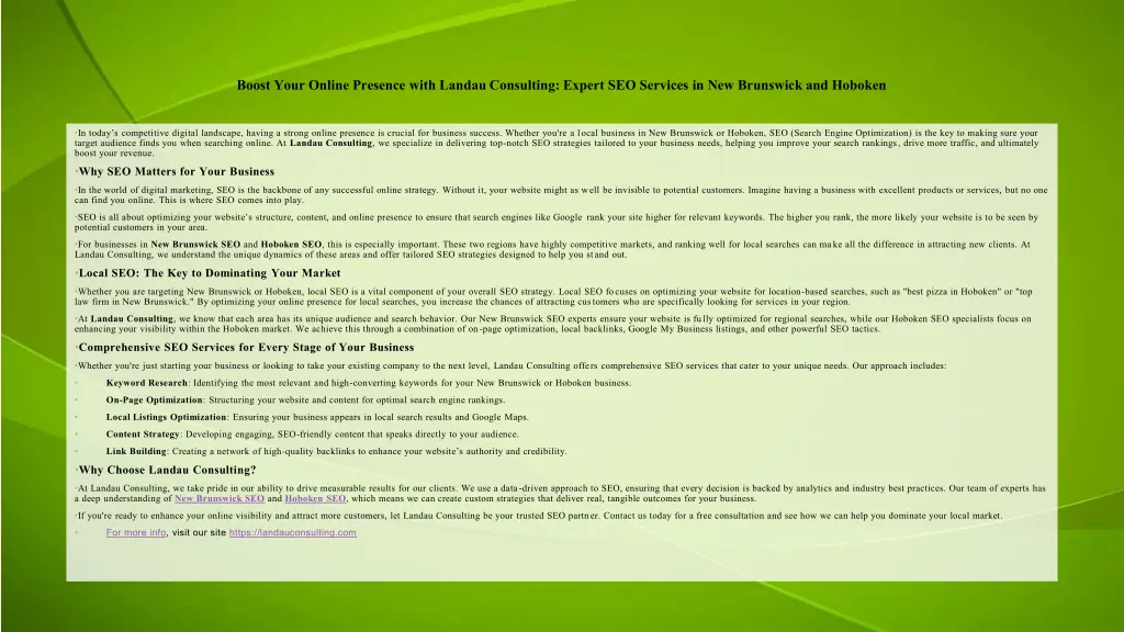 boost your online presence with landau consulting