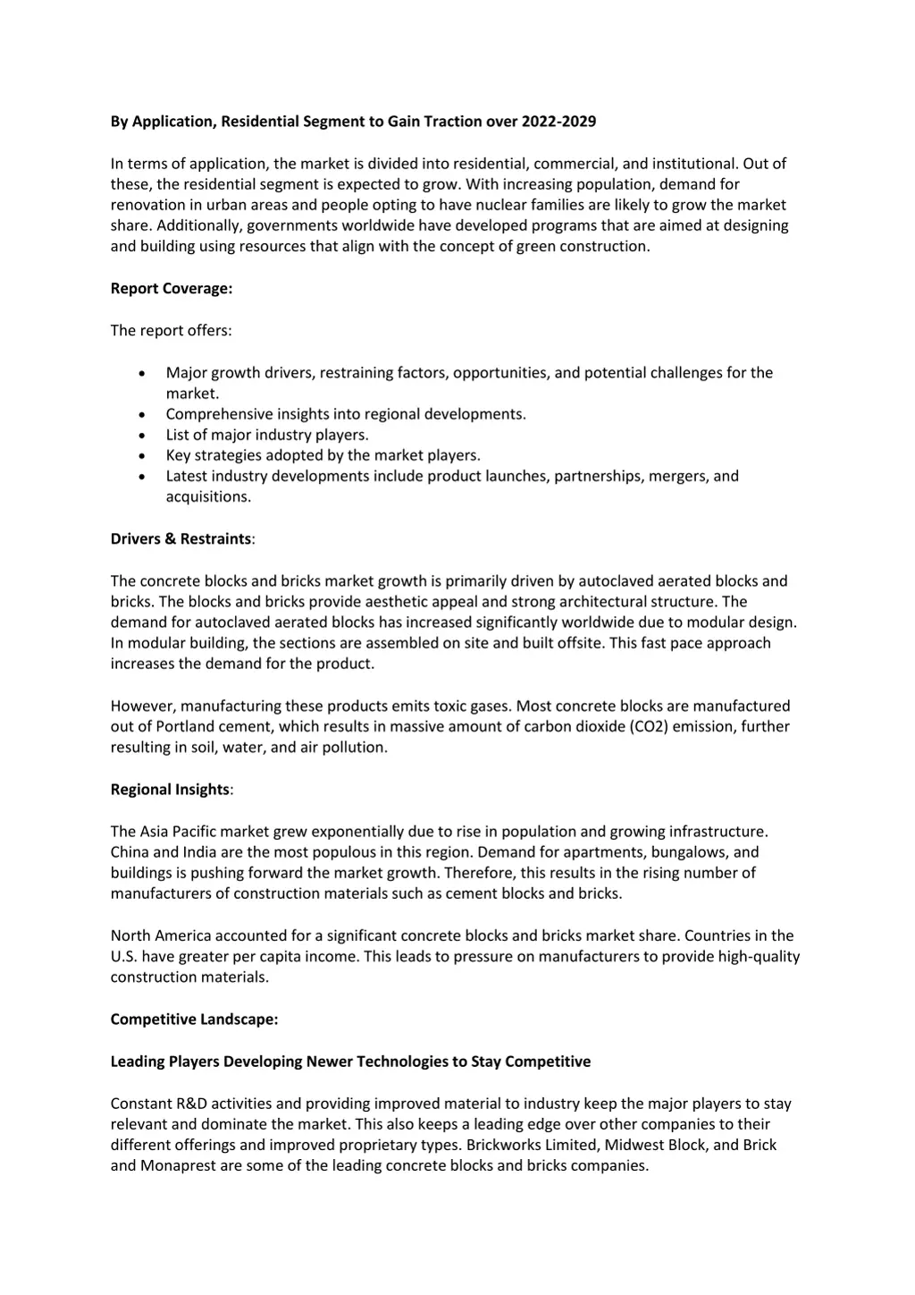 by application residential segment to gain