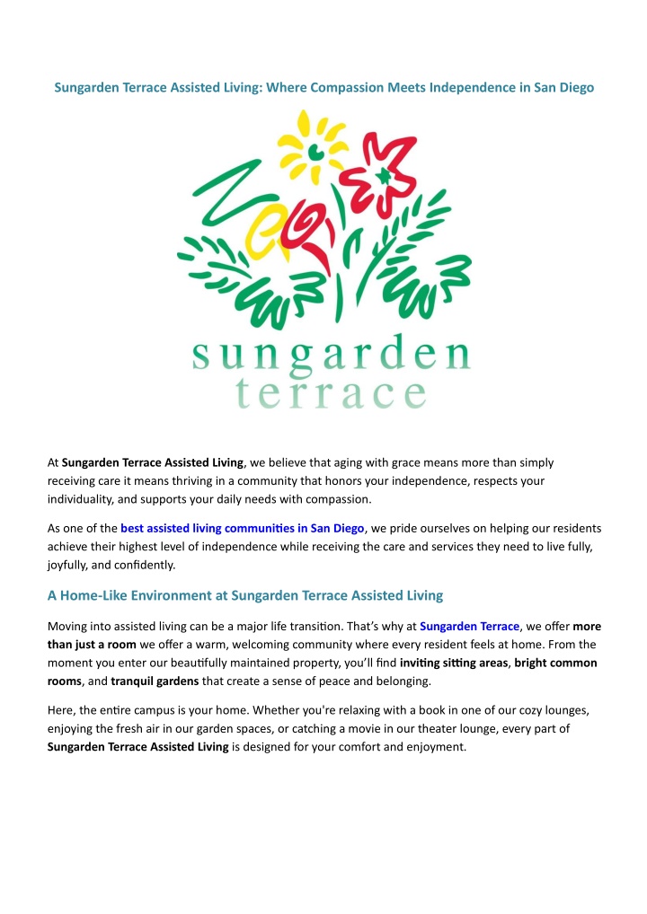 sungarden terrace assisted living where