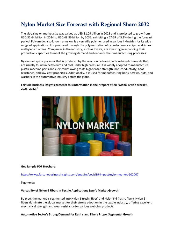 nylon market size forecast with regional share