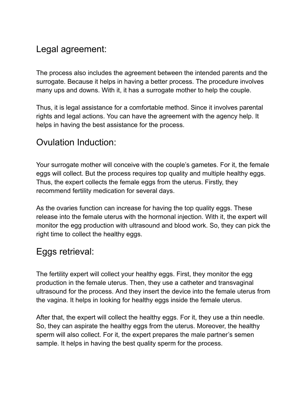 legal agreement the process also includes