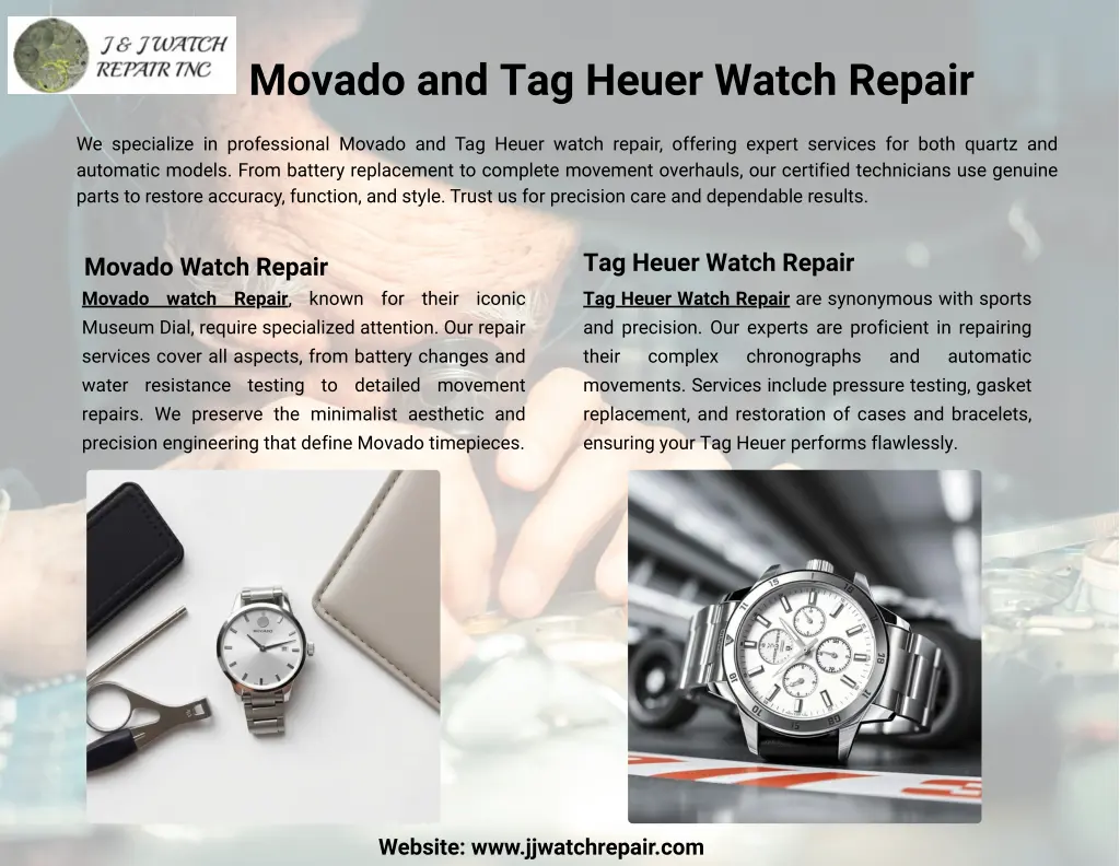 movado and tag heuer watch repair