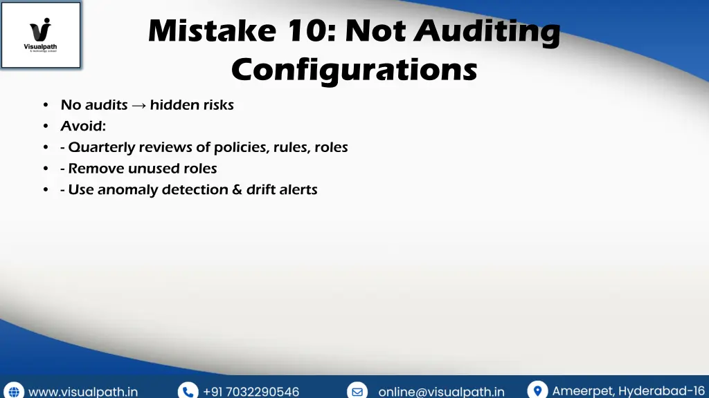 mistake 10 not auditing configurations