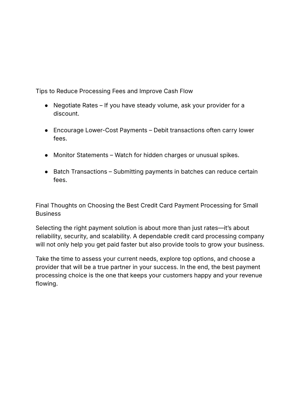 tips to reduce processing fees and improve cash