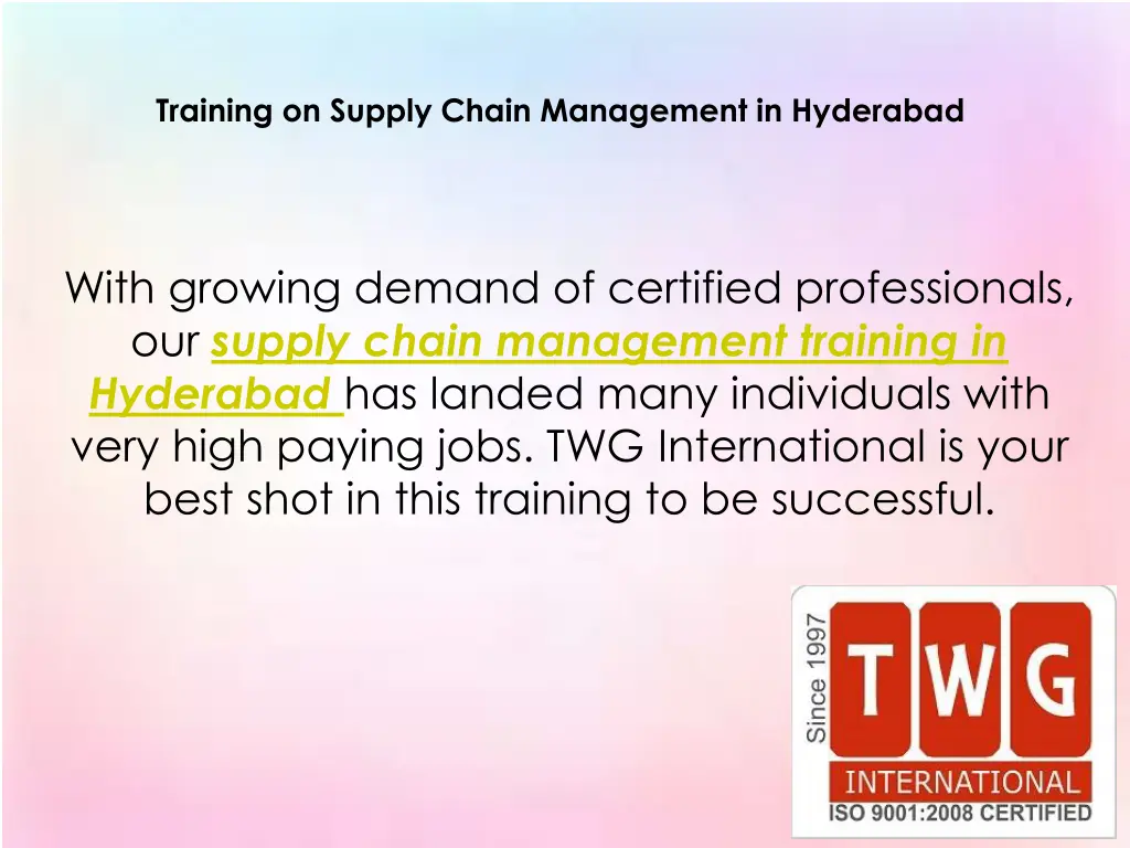 training on supply chain management in hyderabad