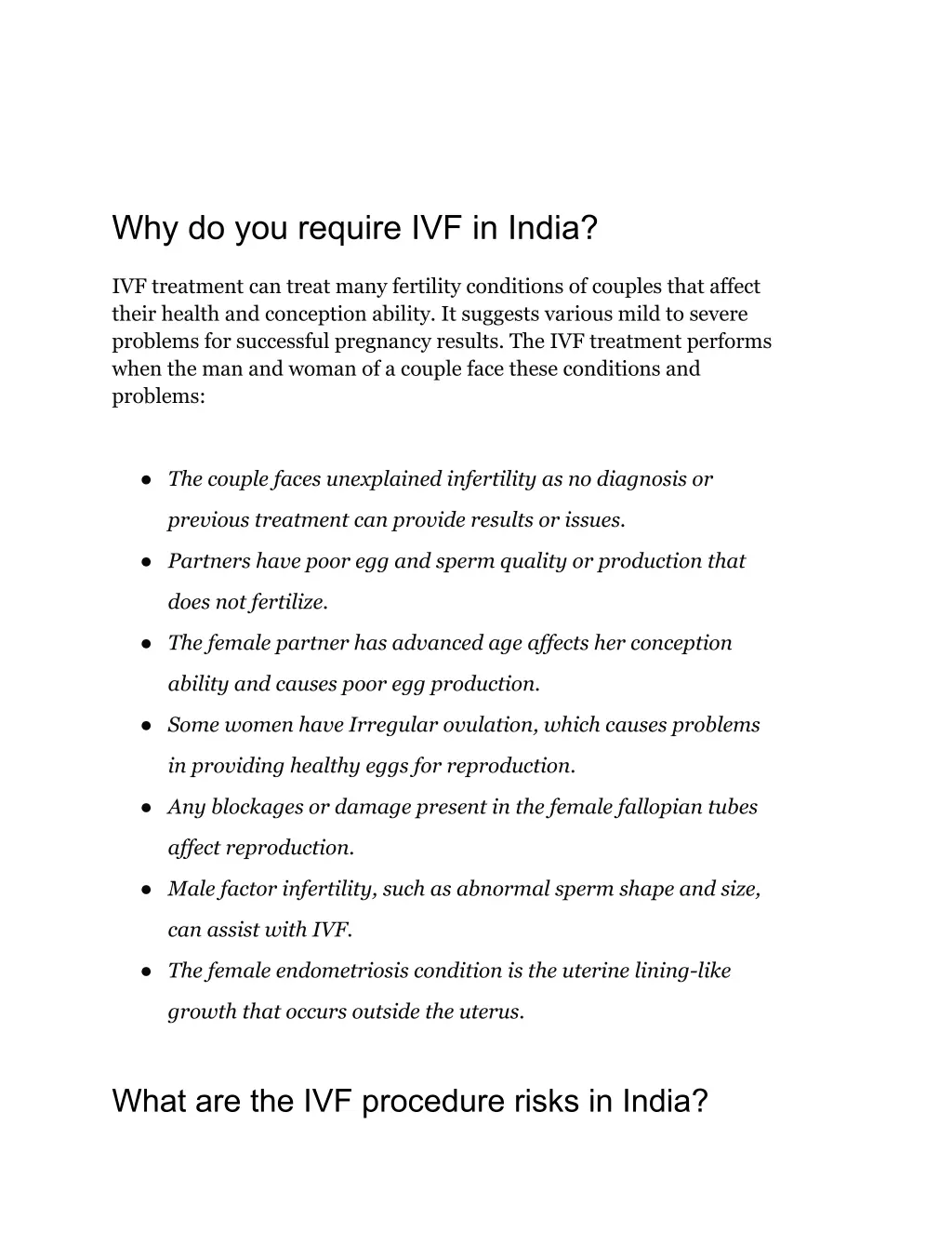 why do you require ivf in india