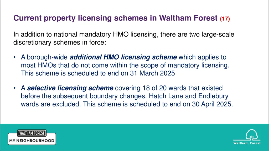 current property licensing schemes in waltham