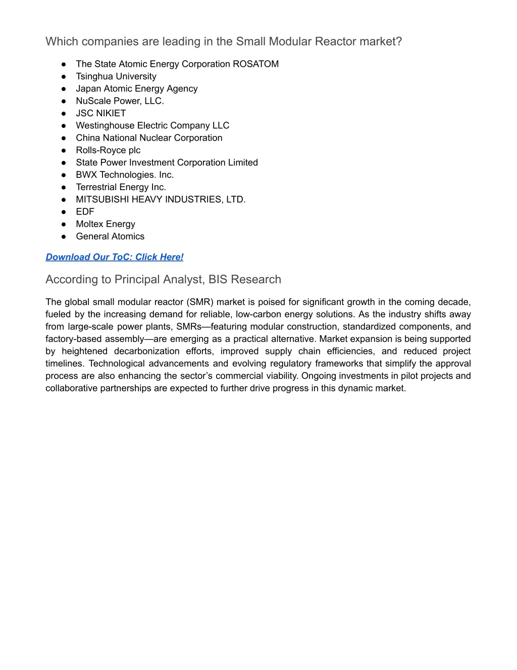 which companies are leading in the small modular