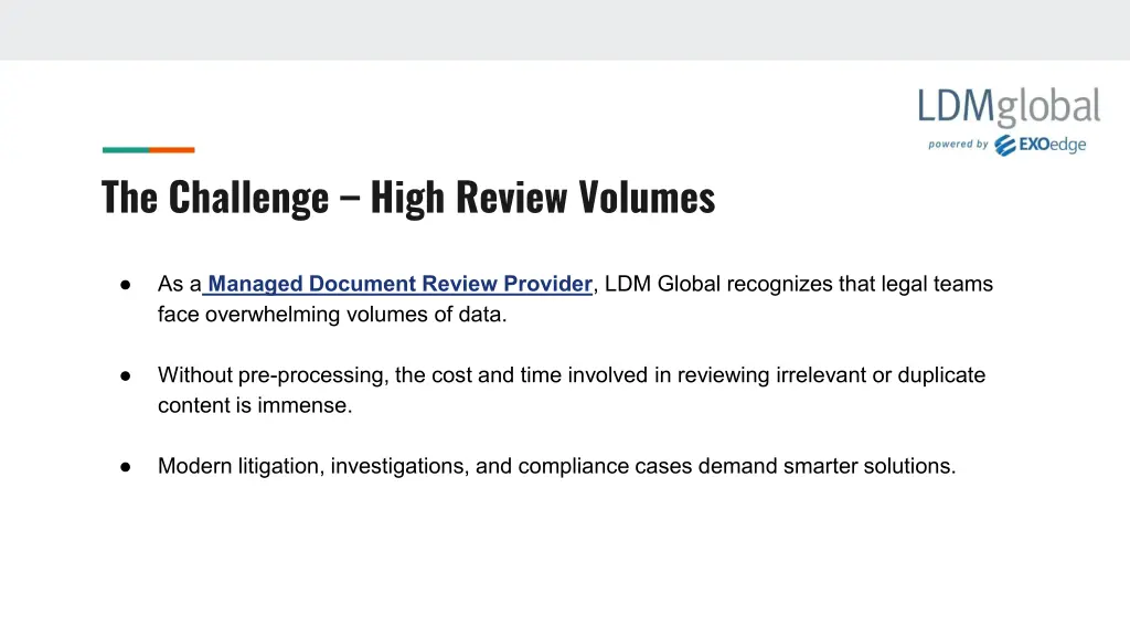 the challenge high review volumes