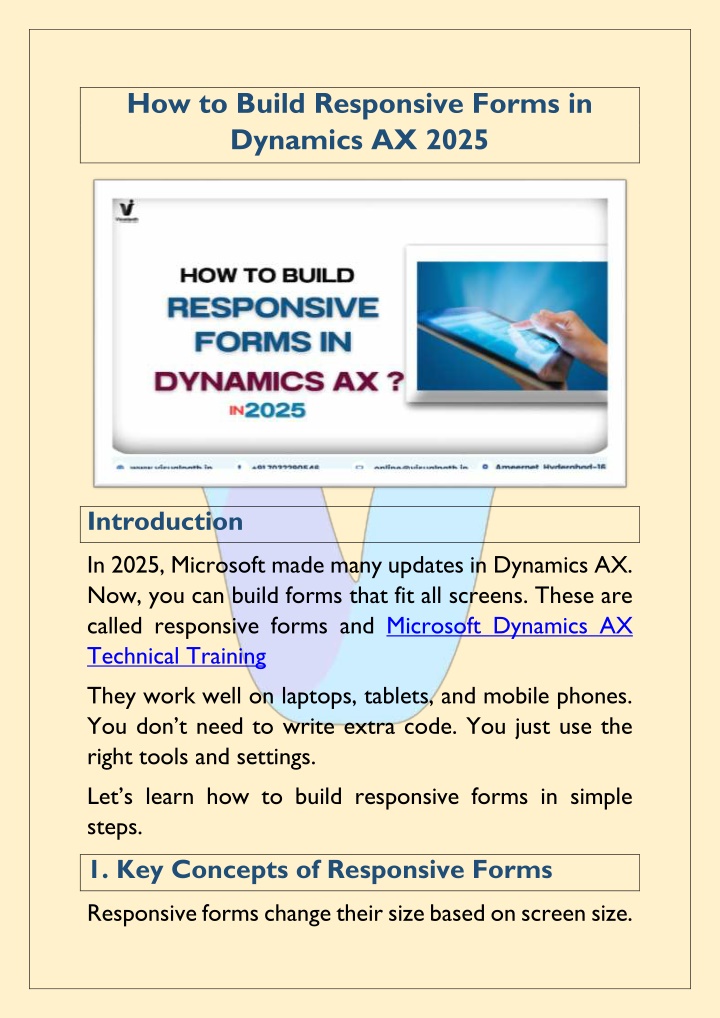 how to build responsive forms in dynamics ax 2025