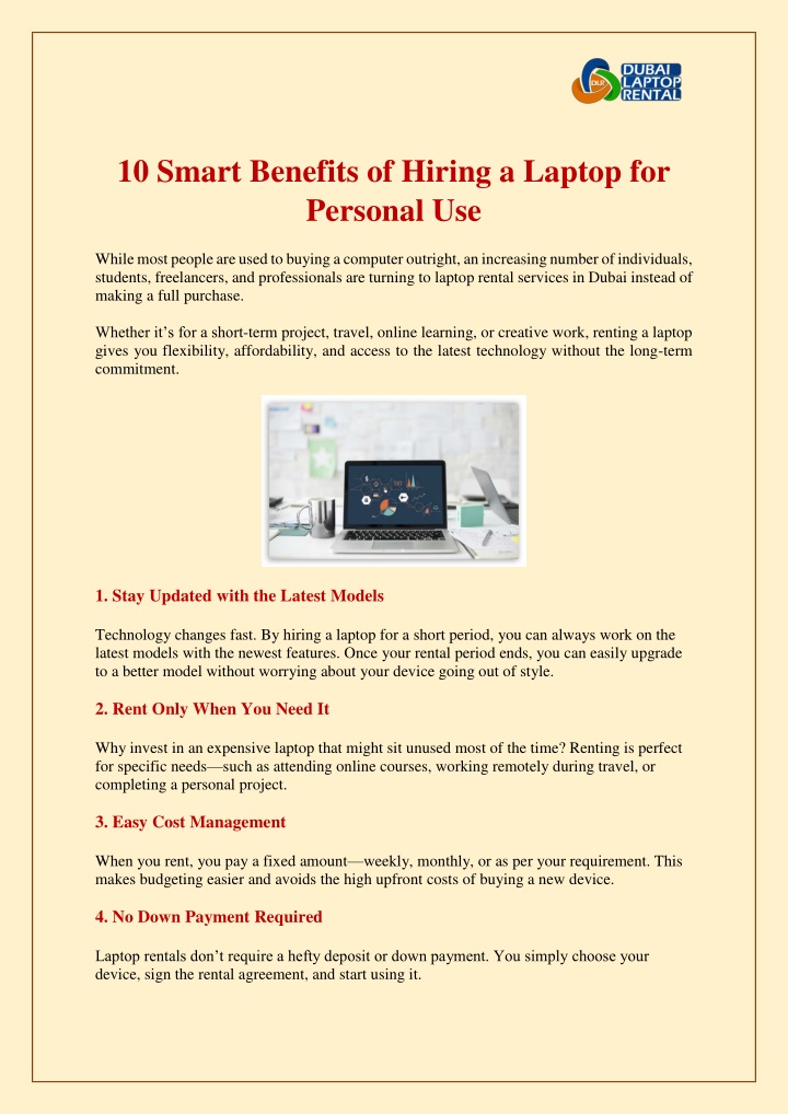 10 smart benefits of hiring a laptop for personal