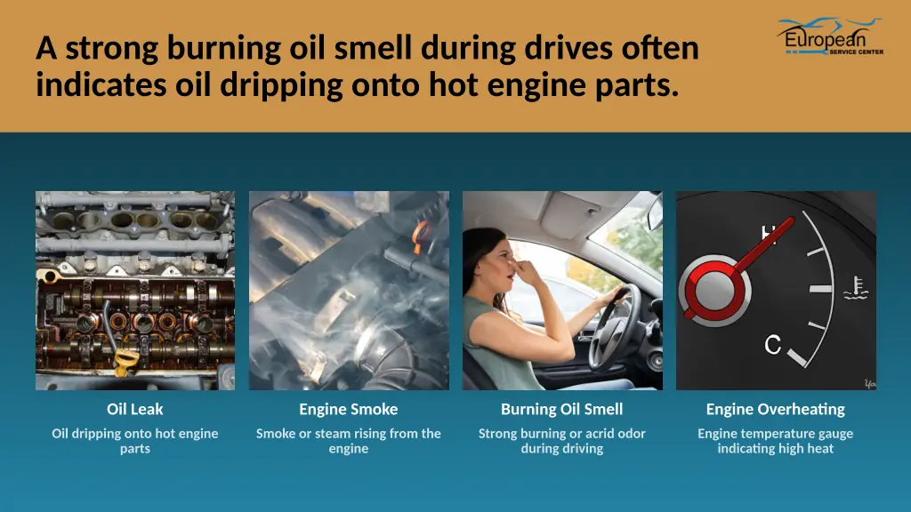a strong burning oil smell during drives often