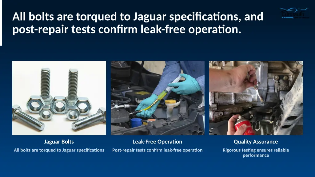 all bolts are torqued to jaguar specifications