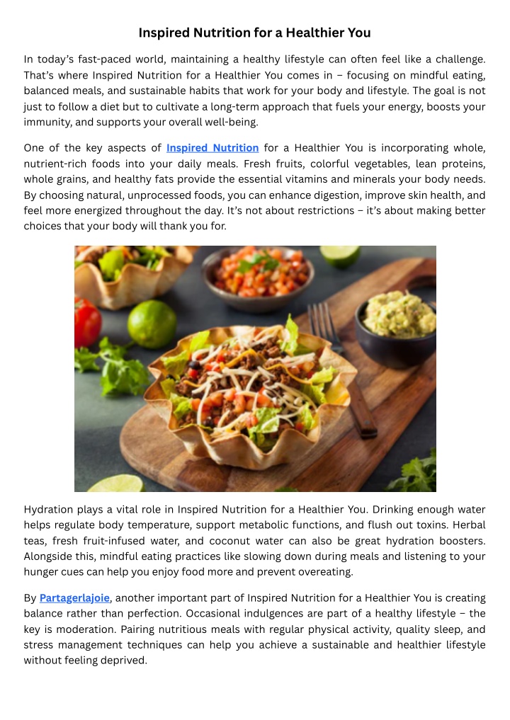 inspired nutrition for a healthier you