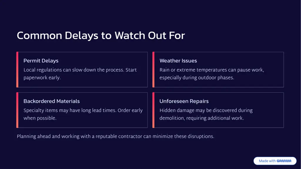 common delays to watch out for