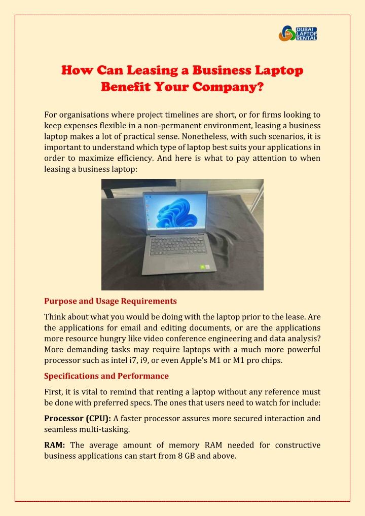 how can leasing a business laptop benefit your