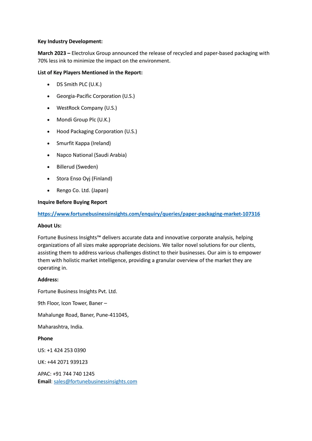 key industry development