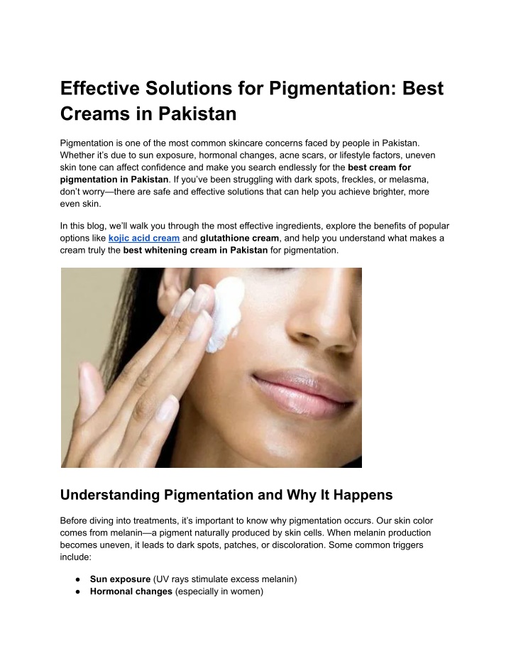 effective solutions for pigmentation best creams