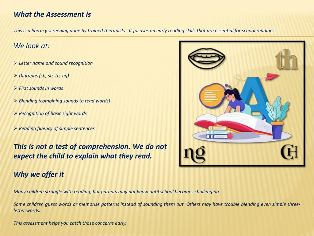 what the assessment is