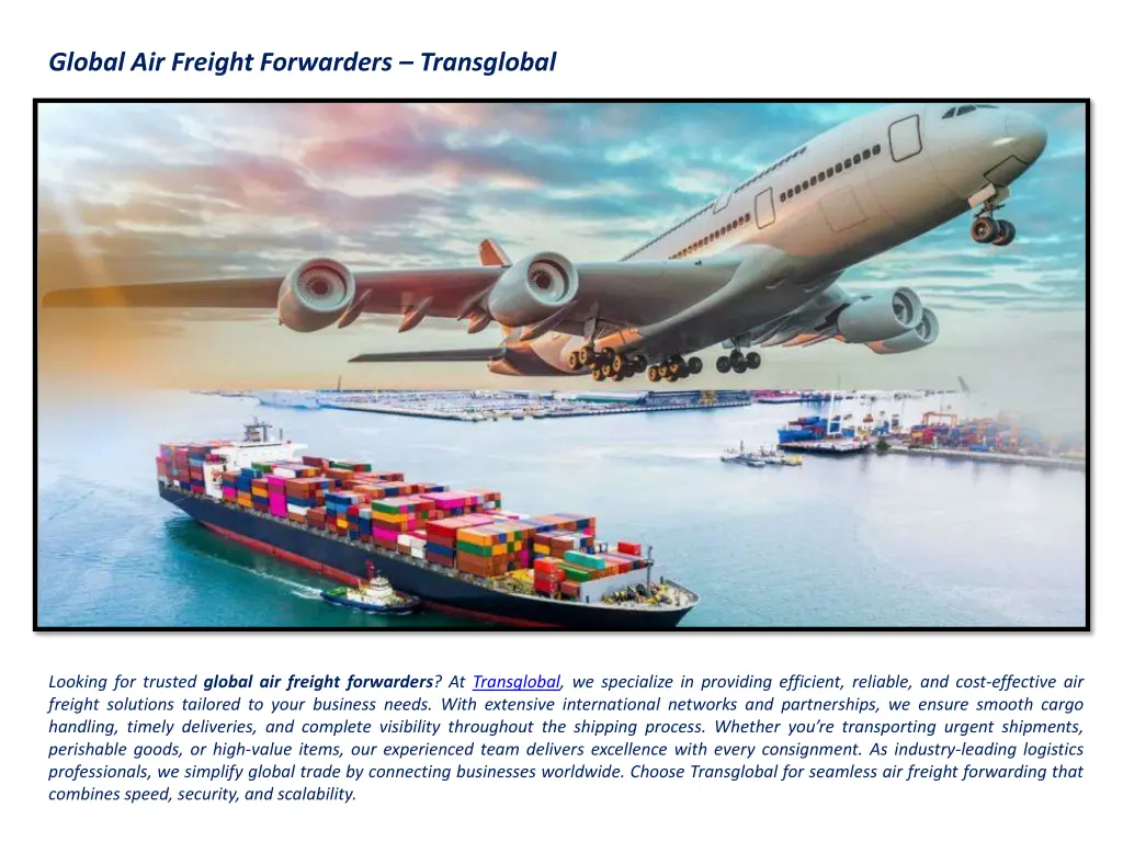 global air freight forwarders transglobal