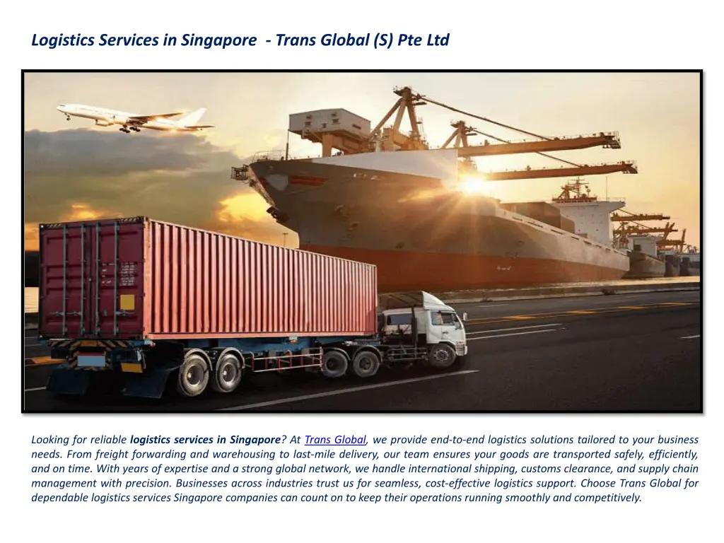 logistics services in singapore trans global