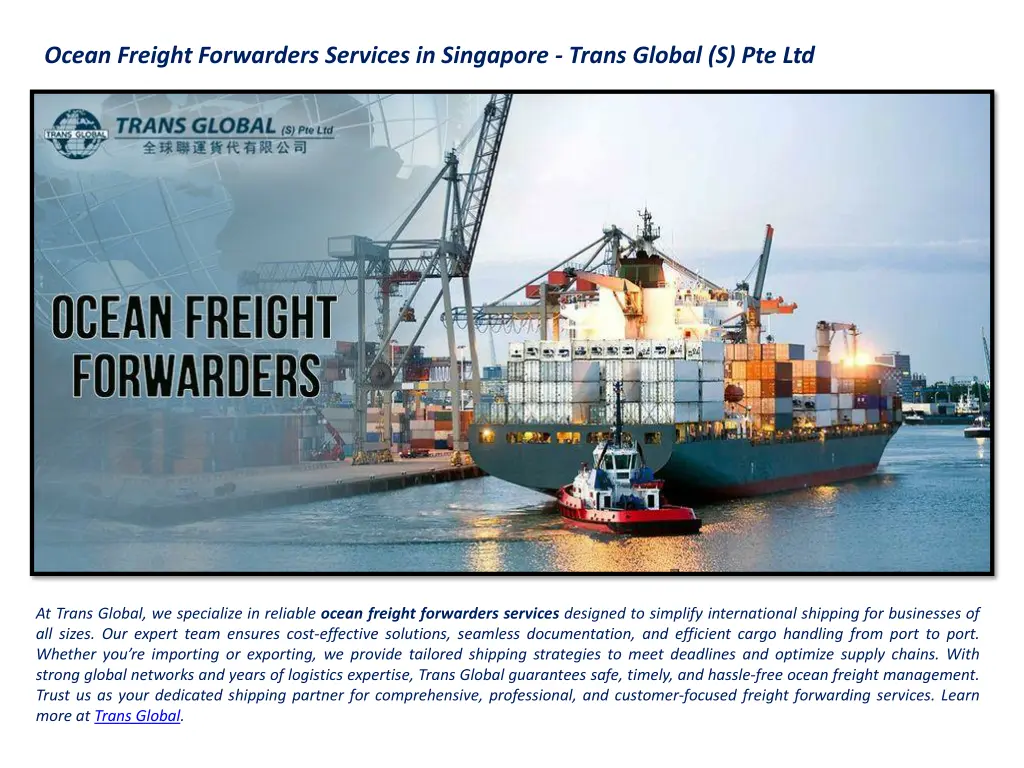 ocean freight forwarders services in singapore