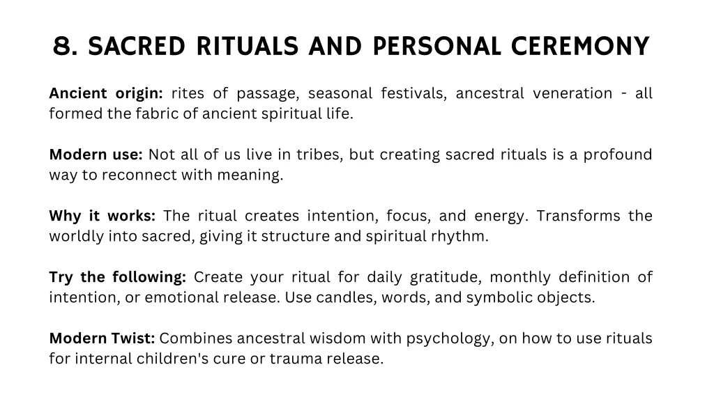 8 sacred rituals and personal ceremony
