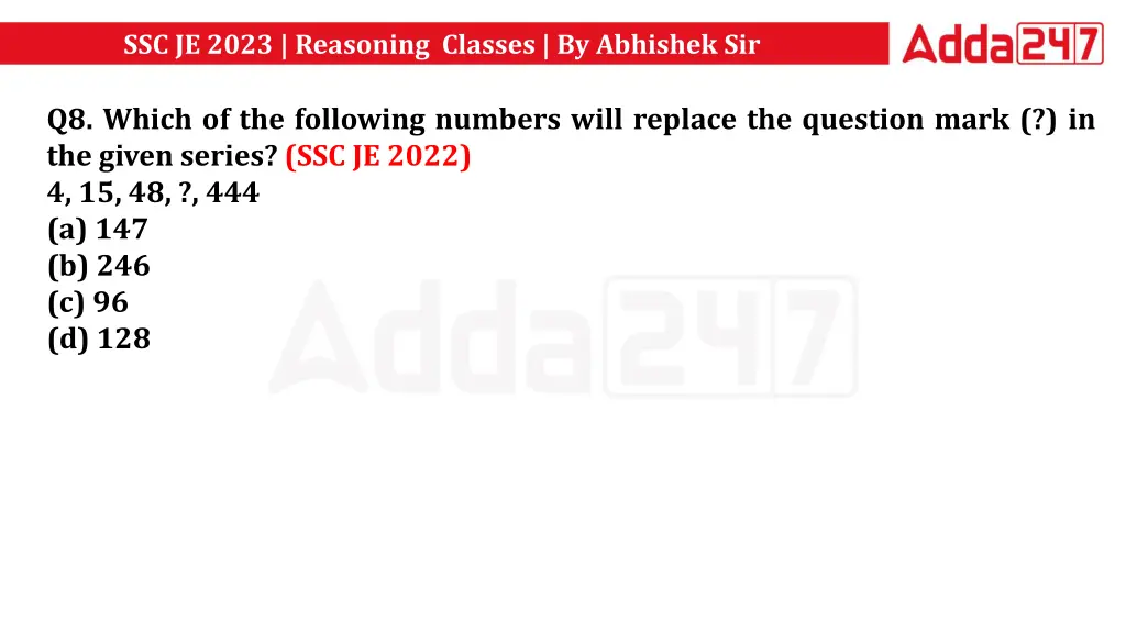 ssc je 2023 reasoning classes by abhishek sir 18
