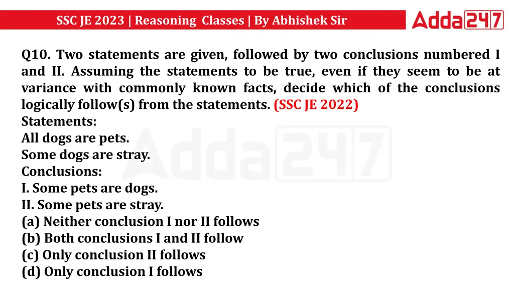 ssc je 2023 reasoning classes by abhishek sir 20